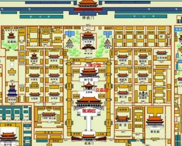 北京龍脈的龍穴位置，在故宮一座不起眼的小殿里(圖10)