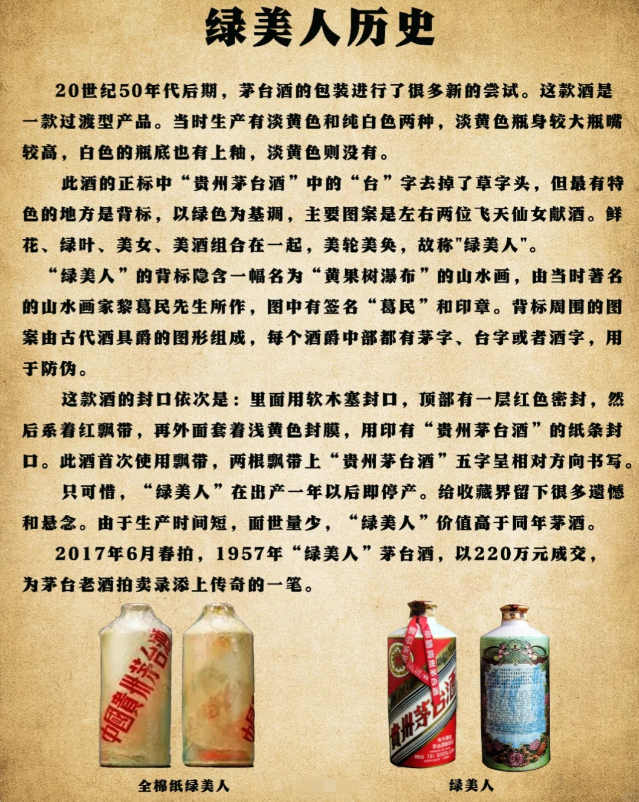 曇花一現(xiàn)的“綠美人”茅臺酒(圖2) 曇花一現(xiàn)的“綠美人”茅臺酒(圖2)
