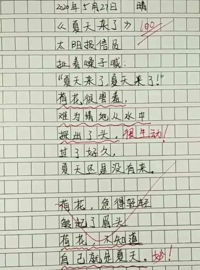 小學(xué)生作文《熱死了》走紅，老師看后直接給滿分：我拜你為師吧！(圖2)