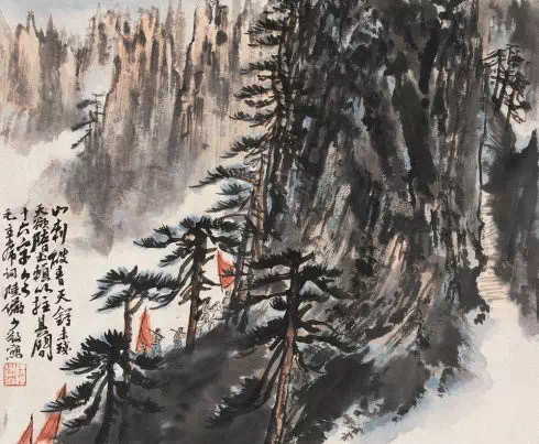 毛主席經(jīng)典詩詞入畫，大氣磅礴，美不勝收（建國初期和長征題材作品）(圖14)